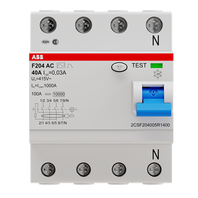 Low Voltage Products - Residual Current Breaker (RCB) - F204 AC -  - The RCCBs F200 series assures protection to people and installations against fault current to earth. This product is manufactured according to international IEC standards, for the markets where it is required.