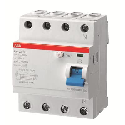 Low Voltage Products - Residual Current Breaker (RCB) - F204 AC -  - The RCCBs F200 series assures protection to people and installations against fault current to earth. This product is manufactured according to international IEC standards, for the markets where it is required.