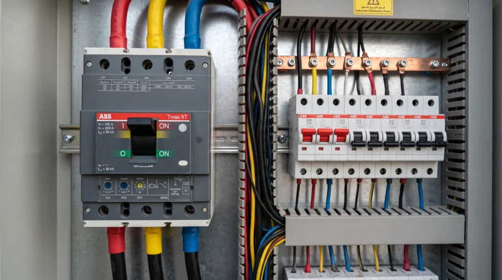 MCCB vs MCB comparison in an industrial electrical panel